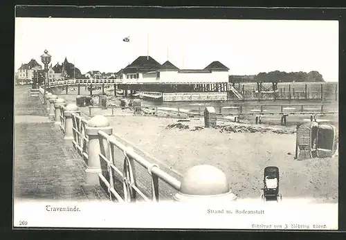 AK Travemünde, Strand mit Badeanstalt