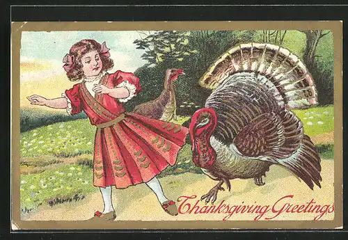 AK Thanksgiving, Truthahn und Mädchen