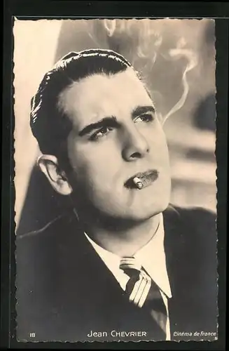 AK Schauspieler Jean Chevrier rauchend nach oben schauend