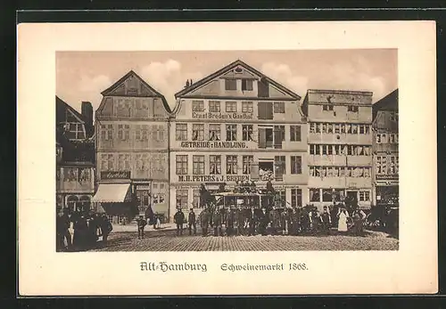 AK Alt-Hamburg, Schweinemarkt 1868