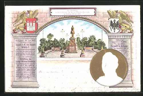 AK Hamburg, Zur Erinnerung an die Enthüllung des Kaiser Wilhelm-Denkmals, 20. Juni 1903