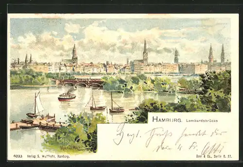Künstler-AK Karl Heinisch: Hamburg, Lombardsbrücke