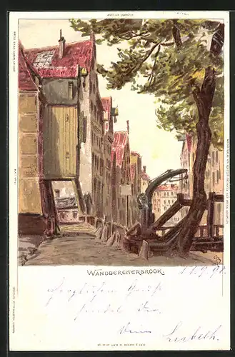 Künstler-AK Carl Biese: Alt-Hamburg, an den Speicherhäusern