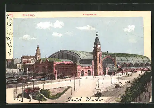 AK Hamburg-St.Georg, Panoramablick auf den Hauptbahnhof