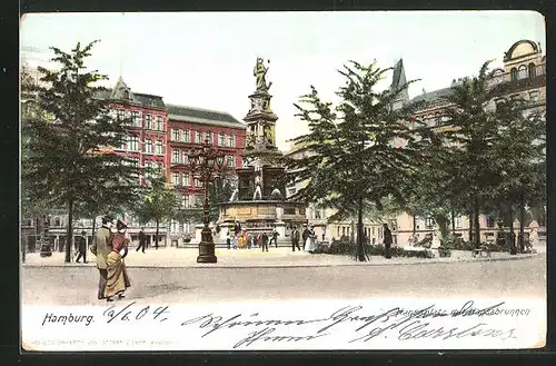 AK Hamburg-St.Georg, Hansaplatz mit Hansabrunnen