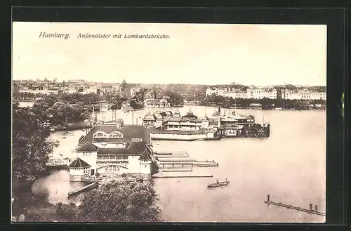 AK Hamburg-St.Georg, Aussenalster mit Lombardsbrücke