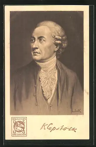 Künstler-AK Dichter Friedrich Gottlieb Klopstock im Portrait
