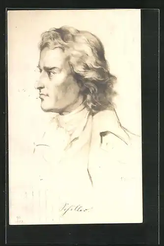 Künstler-AK Dichter Friedrich Schiller als junger Mann im Portrait