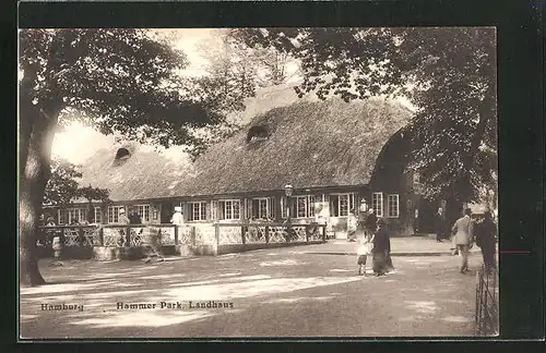 AK Hamburg-Hamm, Parkidylle am Gasthaus Landhaus