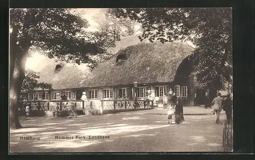 AK Hamburg-Hamm, Parkidylle am Gasthaus Landhaus