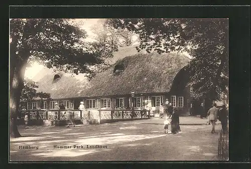 AK Hamburg-Hamm, Parkidylle am Gasthaus Landhaus