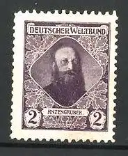 Reklamemarke Romanautor Ludwig Anzengruber im Portrait, Deutscher Weltbund