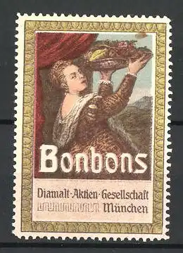 Reklamemarke Bonbons der Diamalt AG München, Frau mit Obstschale