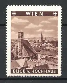 Reklamemarke Wien, Blick vom Hochhaus auf die Stadt