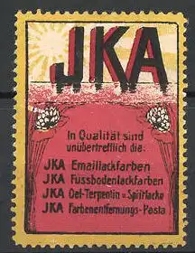 Reklamemarke JKA Emaille- und Fussbodenlackfarben sind in Qualität unübertroffen