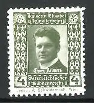 Reklamemarke Georg Reimers im Portrait, Kaiserin Elisabeth Künstlerheim, Österreichischer Bühnenverein