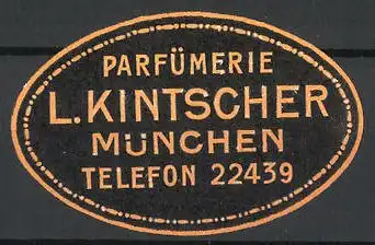 Präge-Reklamemarke Parfümerie L. Kintscher, München