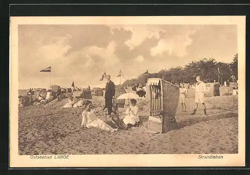 AK Laboe, Strandleben mit Badegästen