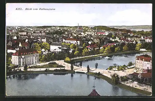 AK Kiel, Blick vom Rathausturm auf die Stadt