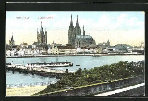 AK Köln, Panorama vom Rhein mit dem Dom