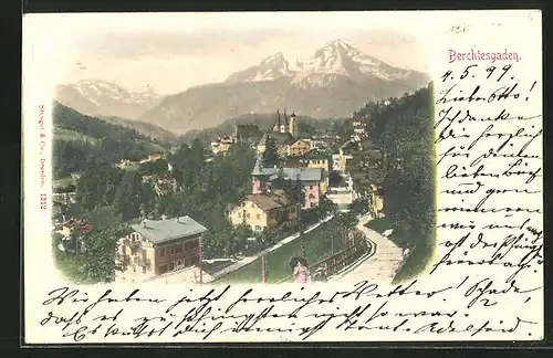 AK Berchtesgaden, Generalansicht mit Gebirgsblick
