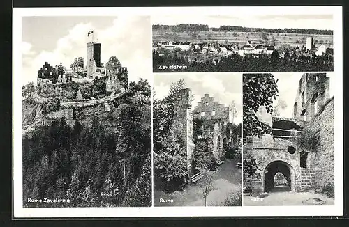 AK Zavelstein, Ruine, Mehrfachansichten, Panorama