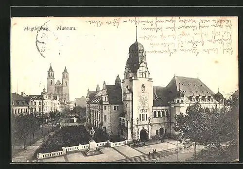 AK Magdeburg, Teilansicht mit Museum