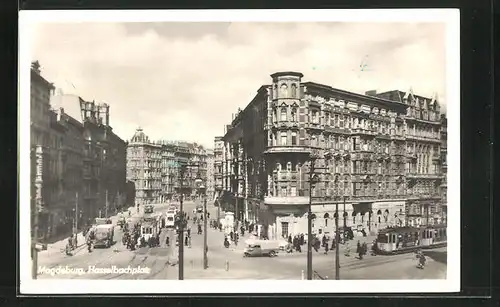 AK Magdeburg, Strassenbahnverkehr am Hasselbachplatz