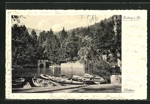 AK Freiburg i. Br., Bootsanlegestelle am Waldsee