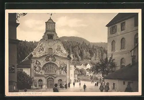 AK Füssen am Lech, vor der Spitalkirche