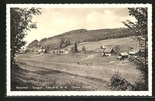 AK Rehefeld i. Erzgeb., Blick vom Waldrand auf den oberen Ortsteil
