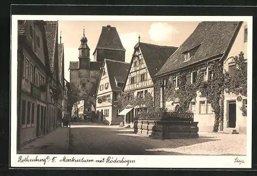 AK Rothenburg o. T., Markusturm mit dem Röderbogen