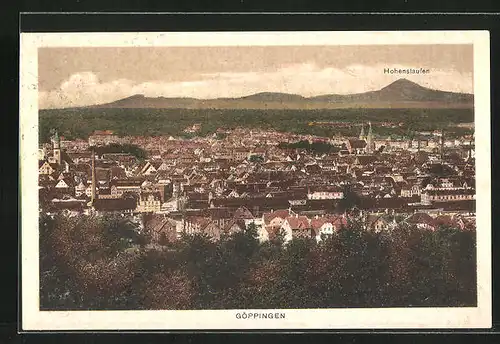 AK Göppingen, Generalansicht mit Blick auf Hohenstaufen