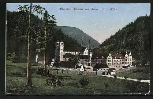 AK Hirsau, Blick aus das Kloster aus dem Jahr 1692