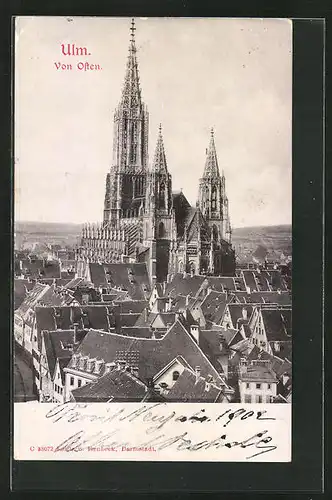 AK Ulm a. D., Blick von Osten auf die Stadt