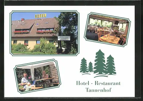 AK Mönchengladbach, Drei Ansichten vom Hotel-Restaurant Tannenhof