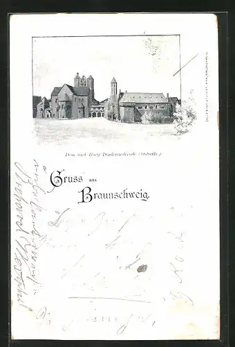 AK Braunschweig, Dom und Burg Dankwarderode (Ostseite)