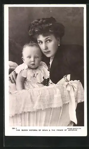 AK H.M. Queen Victoria of Spain & The Prince of Asturias