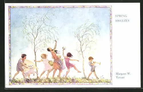 Künstler-AK Margaret W. Tarrant: Spring Breezes, Spielende Kinder