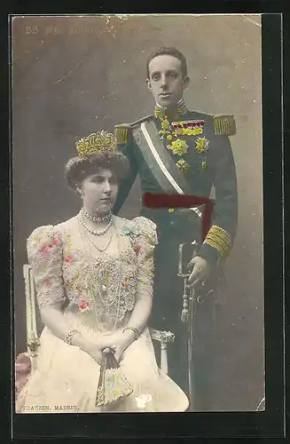 AK S.S.M.M. Alfonso XIII. y Victoria, König und Königin von Spanien