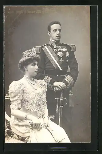 AK S.S.M.M. Alfonso XIII. y Victoria, König und Königin von Spanien