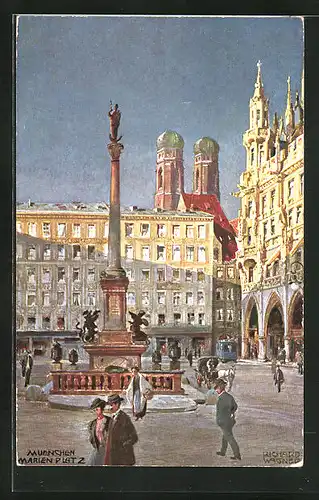 Künstler-AK Richard Wagner: München, Marienplatz