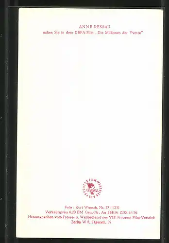 AK Schauspielerin Anne Dessau mit Regenschirm