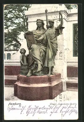 AK Hamburg, Kaiser Wilhelm Denkmal, Gruppe Einheitliches Recht