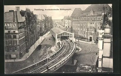 AK Hamburg, Hochbahnstrecke am Rödingsmarkt