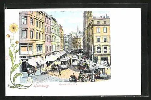 AK Hamburg, Grosser Burstah, Strassenbahn