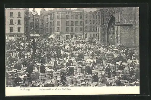 AK Hamburg, Hopfenmarkt an einem Markttag