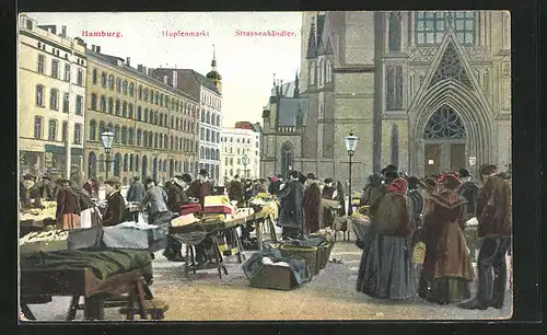 AK Hamburg, Strassenhändler am Hopfenmarkt