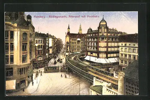 AK Hamburg, Rödingsmarkt, Alterwall mit U-Bahn