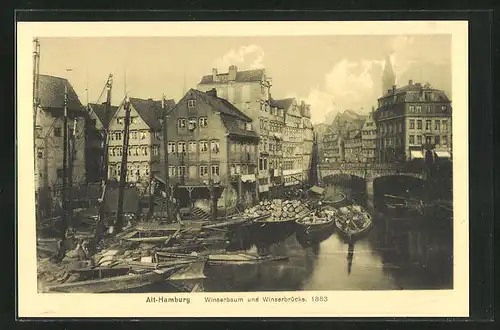 AK Alt-Hamburg, Winserbaum und Winserbrücke, 1883